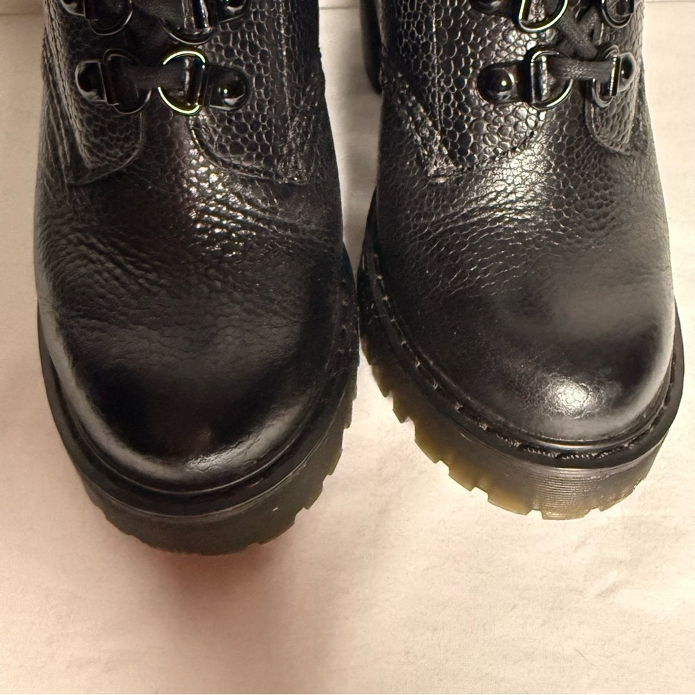Dr Martens Women Persephone FL 6 Eye Blk Pebbled Leather Ankle Heeled Boots Sz 5 - Picture 14 of 14